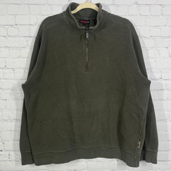 Wolverine Knit Sweater Adult Extra Lararge Green Textured 1/2 Zip Vintage - Picture 1 of 14